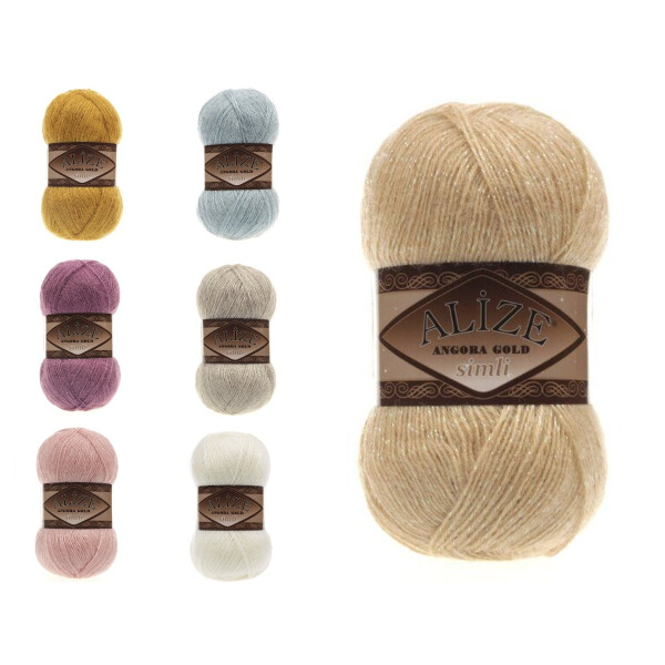Hobby YARN Alize Angora Gold Simli Turkse premium wol, mohair van scheerwol met glittereffect, babywol als breigaren, handbreigaren, angorawol, effen garen (zwart, 60
